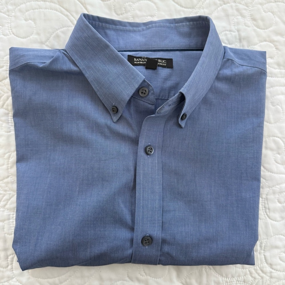 Banana Republic 100% Cotton Long Sleeve Button Down Collar Shirt Blue XL EUC